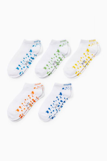 Children - Multipack of 5 - trainer socks - patterned - white