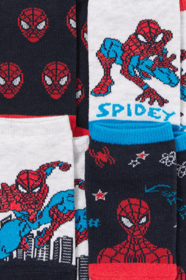 Children - Multipack of 4 - Spider-Man - trainer socks with motif - dark blue