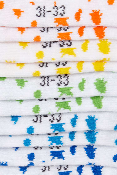 Enfants - Lot de 5 paires - socquettes de sport - à motif - blanc