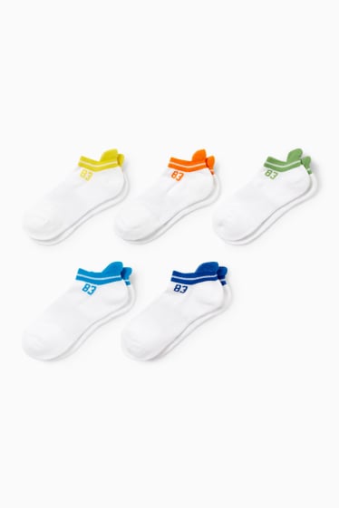 Bambini - Confezione da 5 - numeri - calzini corti con motivi - bianco