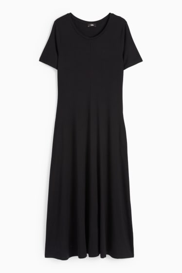 Dámské - Viskózové šaty fit & flare basic - černá