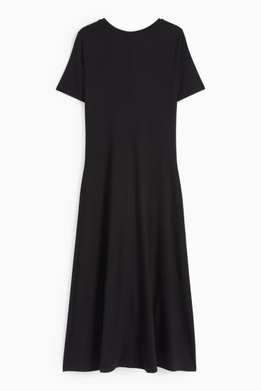 Women - Basic fit & flare viscose dress - black