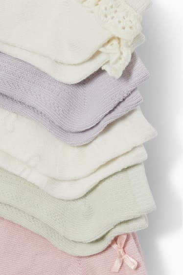 Neonati - Confezione da 7 - calzini corti per neonati - bianco crema