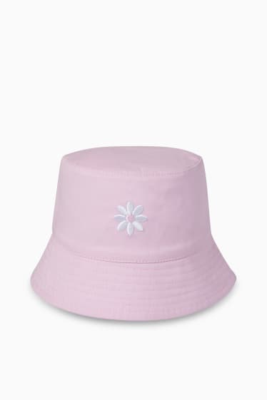 Dětské - Motiv květiny - oboustranný klobouk - růžová
