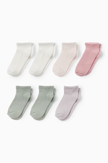 Bebés - Pack de 7 - calcetines tobilleros para bebé - fucsia