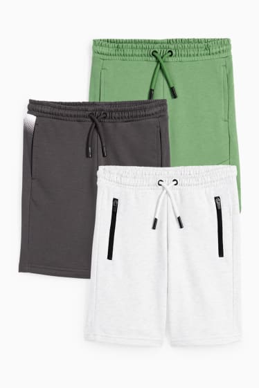 Enfants - Lot de 3 - shorts en molleton - vert
