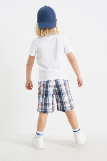 Dzieci - Betoniarka - komplet - koszulka z krótkim rękawem , szorty i czapka - 3 części - biały