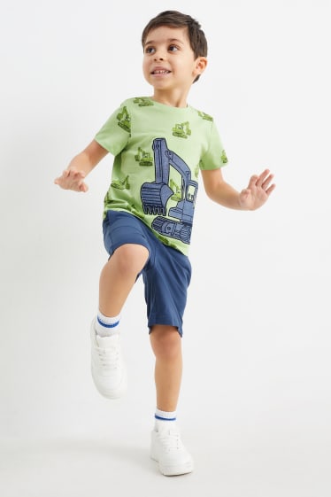Kinderen - Graafmachines - set - T-shirt en shorts - 2-delig - lichtgroen