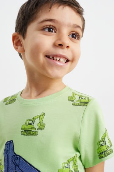 Enfants - Tractopelle - ensemble - T-shirt et short - 2 pièces - vert clair