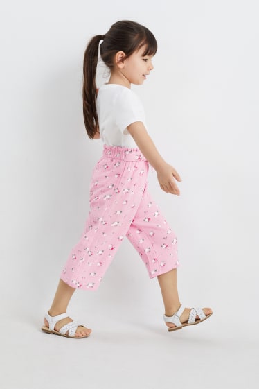 Niños - Pantalón de muselina - de flores - rosa