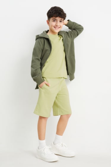 Dětské - Teplákové šortky - světle zelená