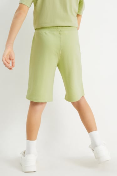 Copii - Pantaloni scurți trening - verde deschis