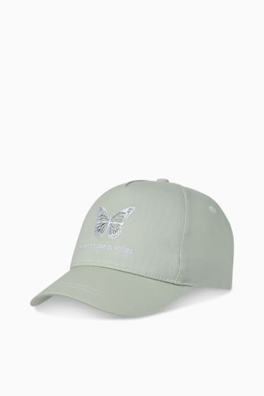 Niños - Mariposa - gorra de béisbol - verde menta