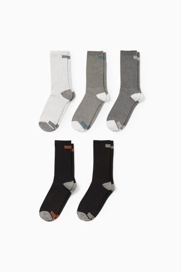 Hombre - Pack de 5 - calcetines de tenis - gris oscuro