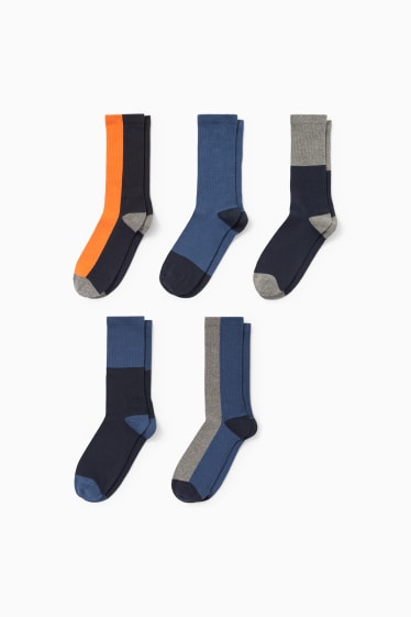 Pánské - Multipack 5 ks - tenisové ponožky - tmavomodrá