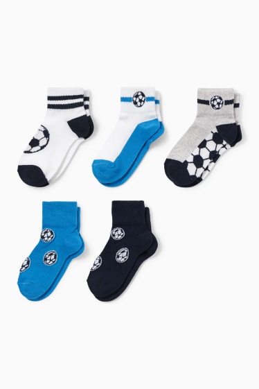 Kinder - Multipack 5er - Fußball - Socken mit Motiv - dunkelblau
