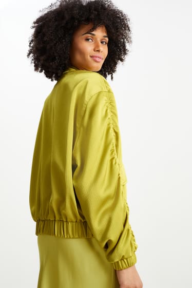 Women - Satin bomber jacket - yellow