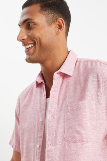 Hommes - Chemise - regular fit - col kent - rose pâle-chiné