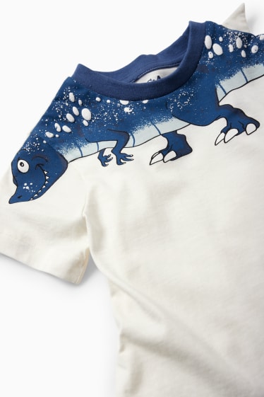 Dětské - Motiv dinosaura - souprava - tričko s krátkým rukávem a šortky - 2dílná - krémově bílá