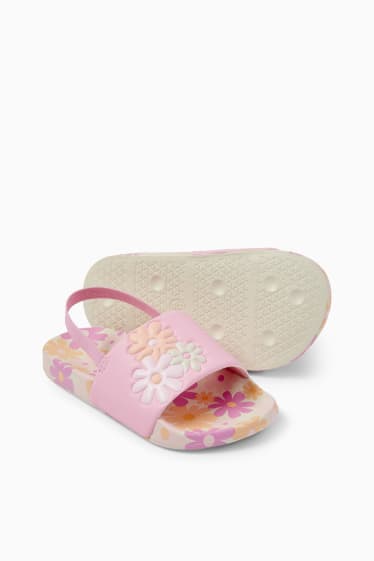 Dětské - Květinový motiv - sandále - růžová