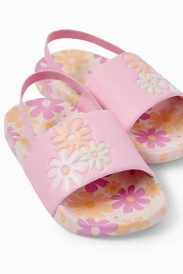 Dětské - Květinový motiv - sandále - růžová