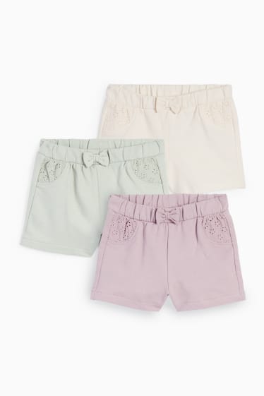 Bébés - Lot de 3 - shorts en molleton pour bébé - violet clair