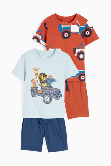 Dzieci - Safari - zestaw - 2 koszulki z krótkim rękawem i 2 pary szortów - 4 części - jasnoniebieski