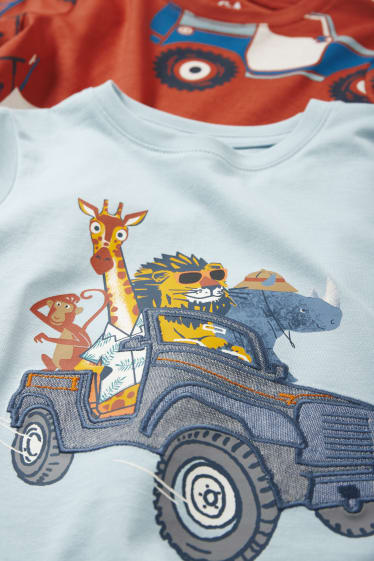 Kinderen - Safari - set - 2 T-shirts en 2 shorts - 4-delig - lichtblauw