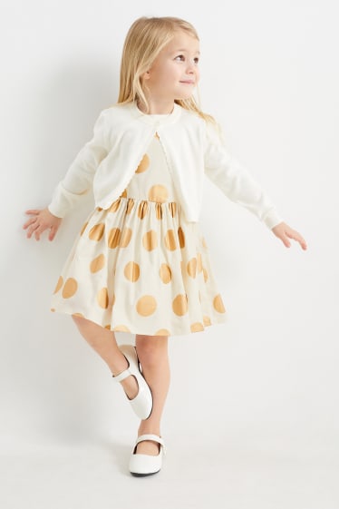 Bambini - Set - vestito e cardigan - 2 pezzi - beige chiaro