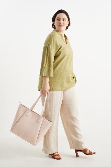 Damen - Shopper - Lederimitat - hellbeige