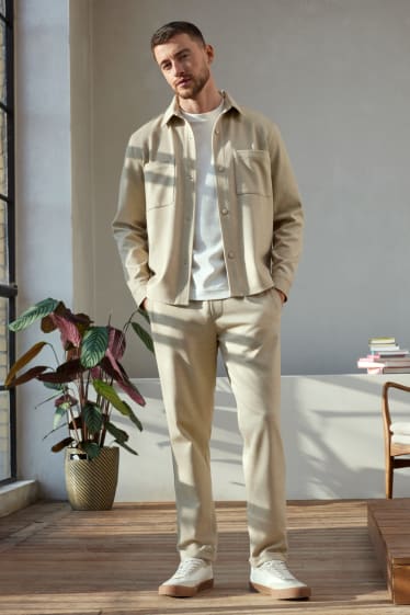 Men - Shirt - regular fit - Kent collar - light beige
