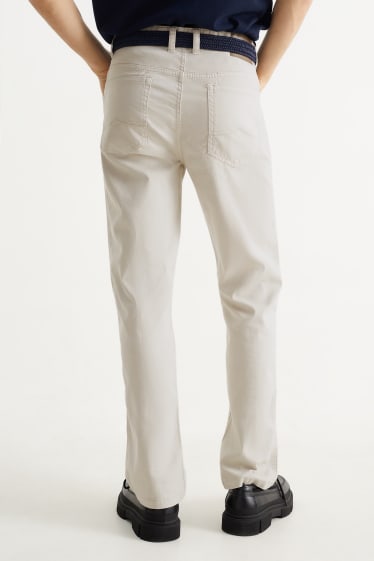 Bărbați - Pantaloni cu curea - regular fit - alb-crem
