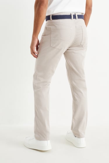 Pánské - Kalhoty s páskem - regular fit - světle béžová