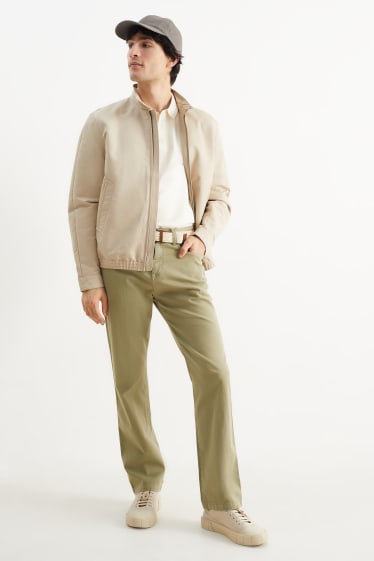 Pánské - Kalhoty s páskem - regular fit - zelená