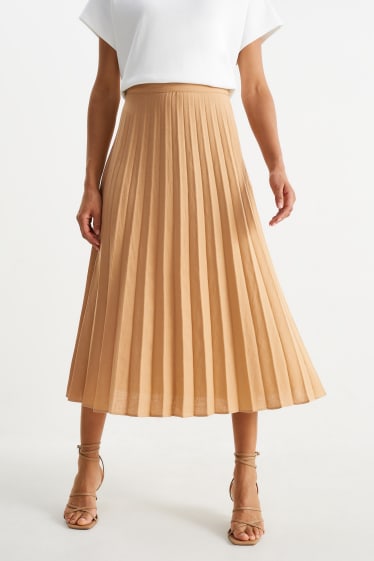 Women - Pleated skirt - light brown
