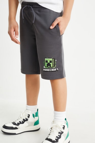 Copii - Minecraft - set - tricou cu mânecă scurtă și pantaloni scurți trening - 2 piese - alb