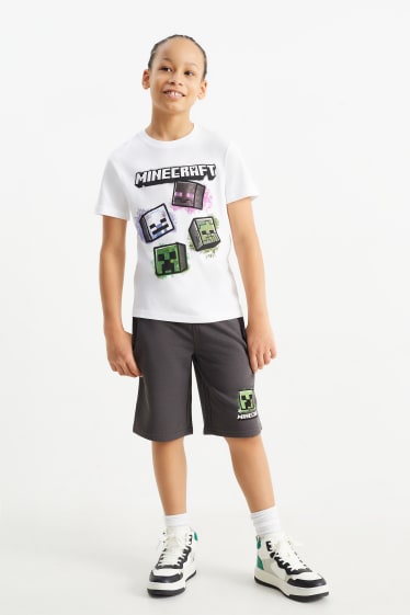 Enfants - Minecraft - ensemble - T-shirt et short en molleton - 2 pièces - blanc