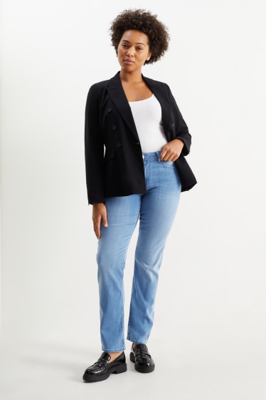 Dames - Straight jeans met strass-steentjes - mid waist - jeanslichtblauw
