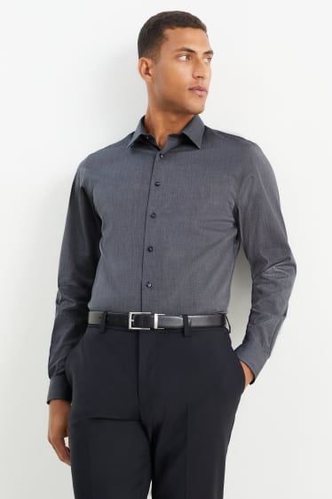 Hommes - Chemise de bureau - slim fit - col kent - facile à repasser - gris