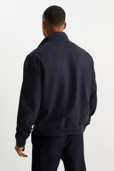 Mężczyźni - Krótka kurtka - imitacja zamszu - ciemnoniebieski