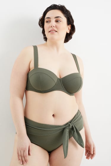 Mujer - Braguita de bikini con nudo - high waist - LYCRA® XTRA LIFE™ - verde oscuro