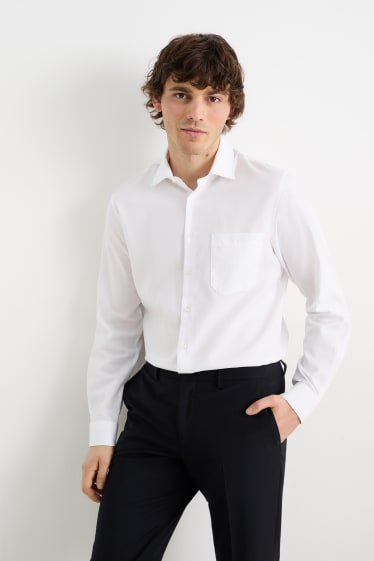 Uomo - Camicia business - regular fit - cutaway - facile da stirare - bianco