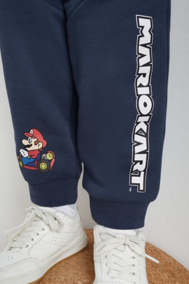 Bambini - Mario Kart - set - felpa con zip e cappuccio e pantaloni sportivi - blu scuro