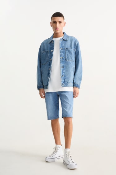 Men - Denim shorts - denim-light blue