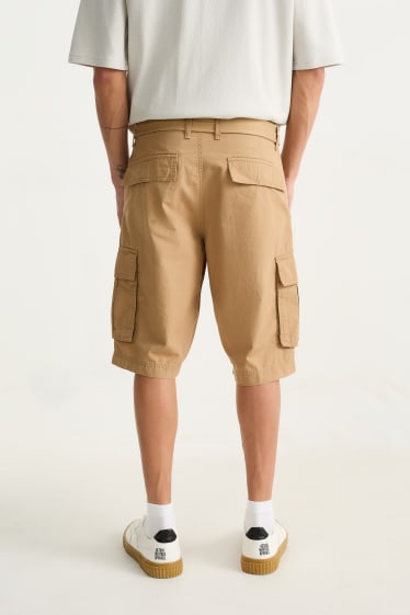 Hommes - Short cargo avec ceinture - marron clair