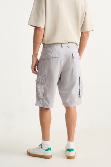 Hommes - Short cargo avec ceinture - gris clair