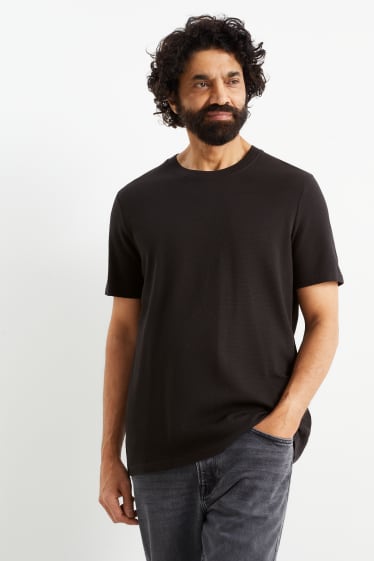 Herren - T-Shirt - strukturiert - schwarz