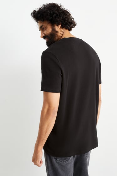 Heren - T-shirt - met structuur - zwart