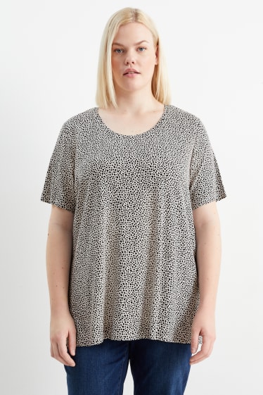 Women - T-shirt - polka dot - black
