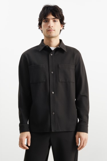 Hommes - Chemise - relaxed fit - col kent - noir